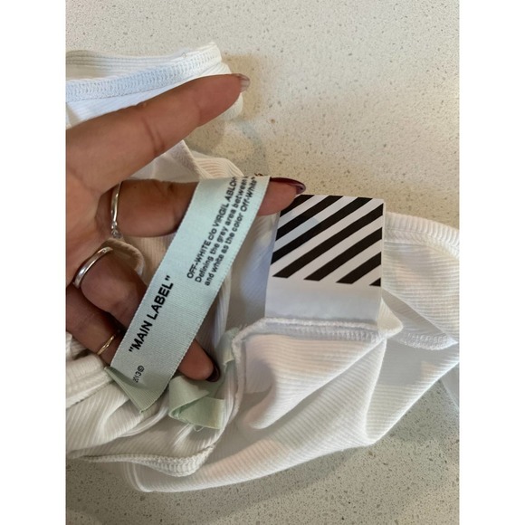 Off-white Open back Printed Ribbed Cotton-blend Jersey Bodysuit - Picture 11 of 12